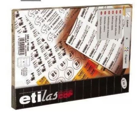Etichete autoadezive 161/A4, 25 x 12 mm, 100 coli/top - colturi rotunjite, ETILASCOP - albe