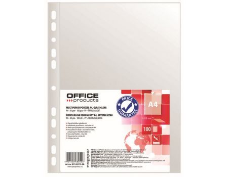 Folie protectie cristal, A4, 30 microni, 100 buc/set, Office Products