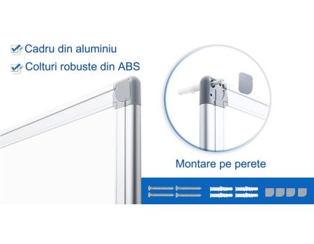 Tabla magnetica 120x240 cm, cu rama din aluminiu, Noki